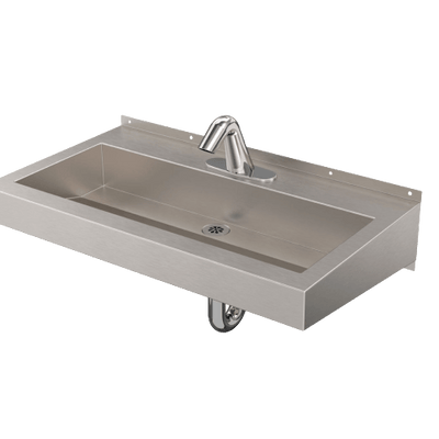 wall mounted stainless steel trough sink handwashing station