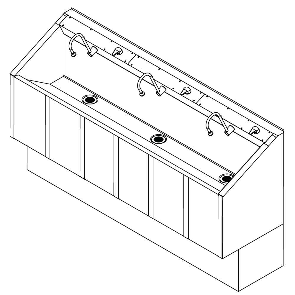 4103 Three-Station Scrub-Ware® Deluxe Stainless Steel Scrub Sink