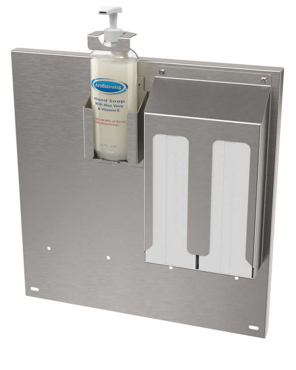 EPS1000-BS1 Stainless Steel Back Splash, 2-Bay Paper Towel & Soap Holder