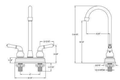 SW000-F50 Hot & Cold Wristblade Faucet, Gooseneck Spout